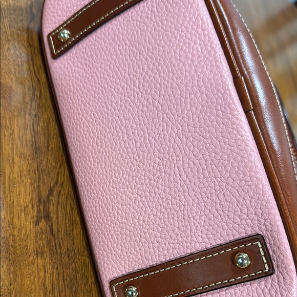 Dooney & Bourke Pink and Brown AWL Zip Zip Satchel with Gold Hardware - Picture 6 of 9